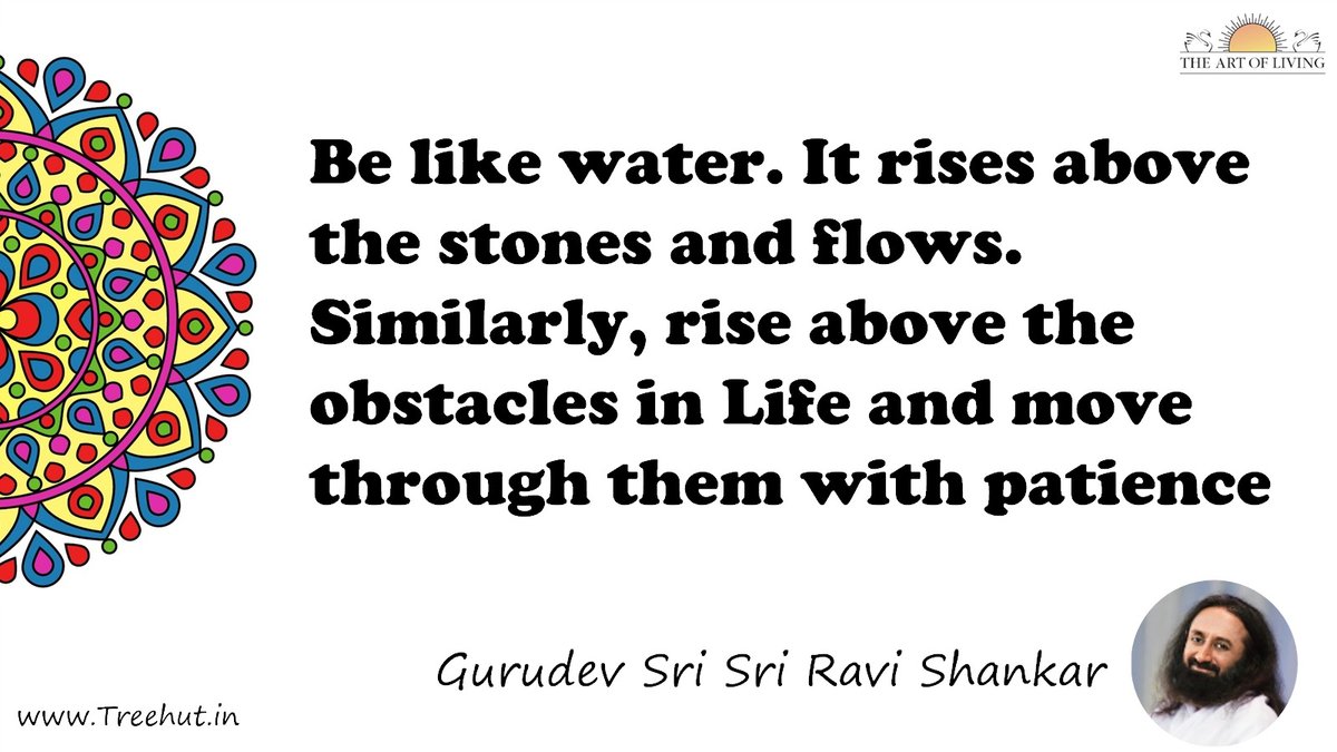 Be like water it rises above the stones and flows quote by gurudev sri sri ravi shankar mandala colorg page