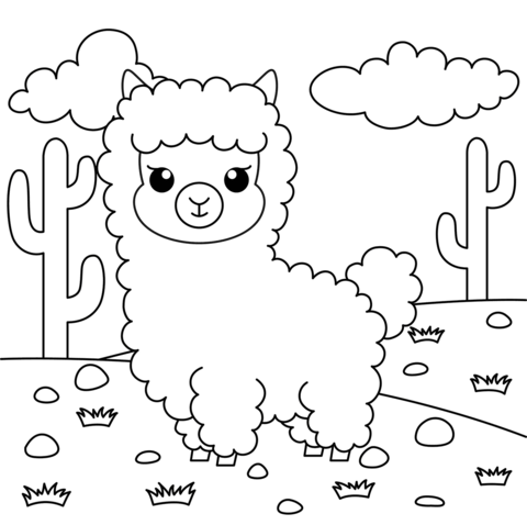 Cute llama coloring page free printable coloring pages