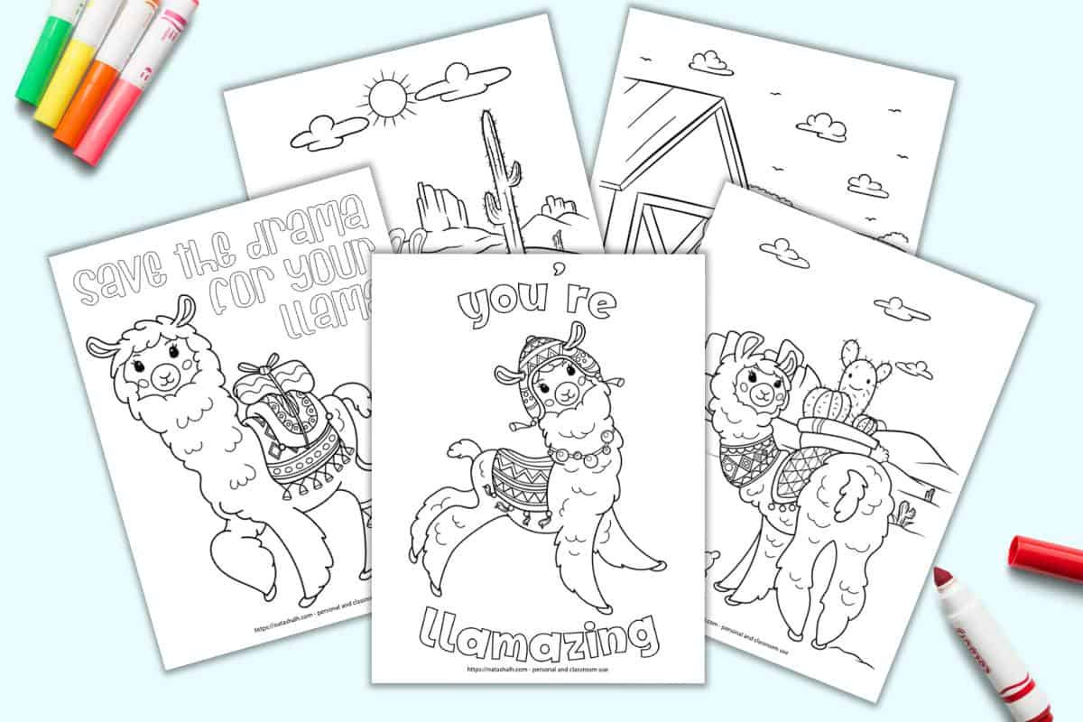 Ridiculously cute llama coloring pages for kids teens