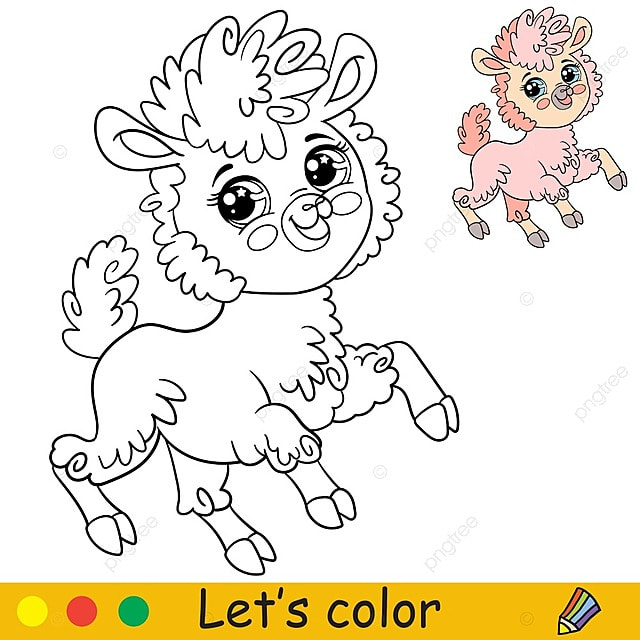 Cartoon cute happy llama template download on