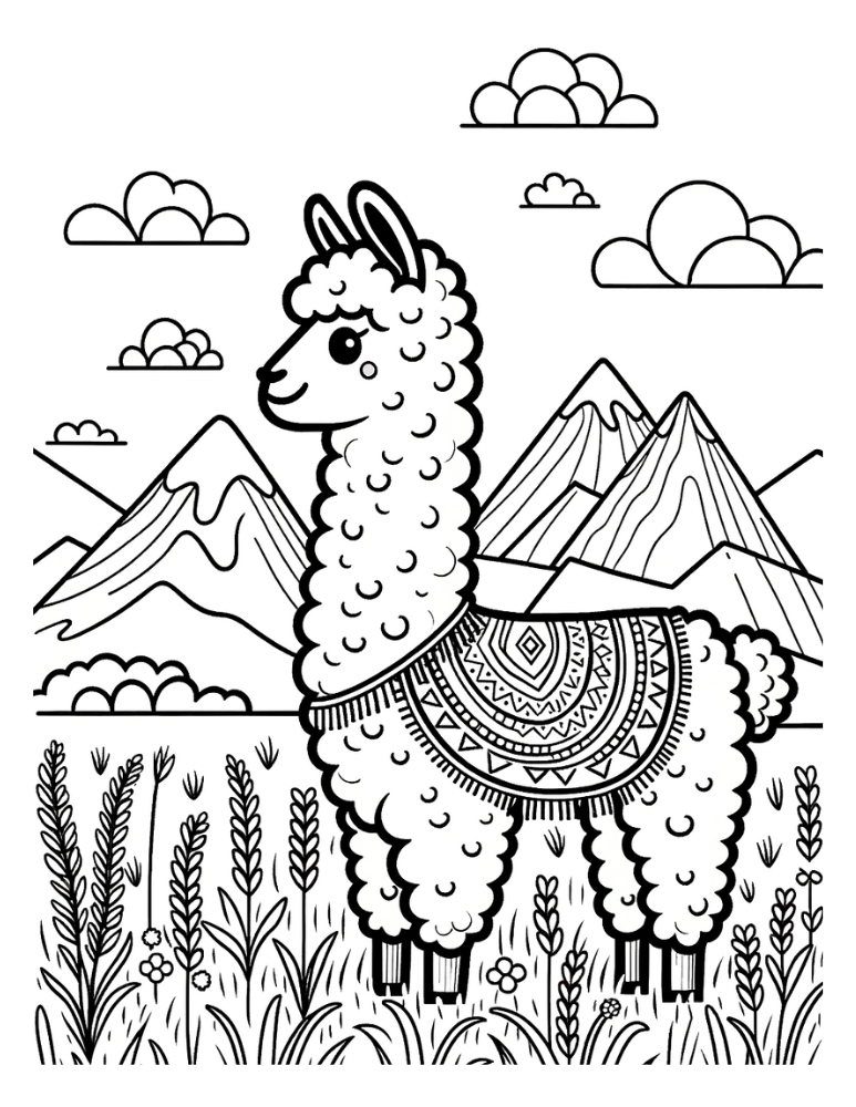 Free llama coloring pages for kids