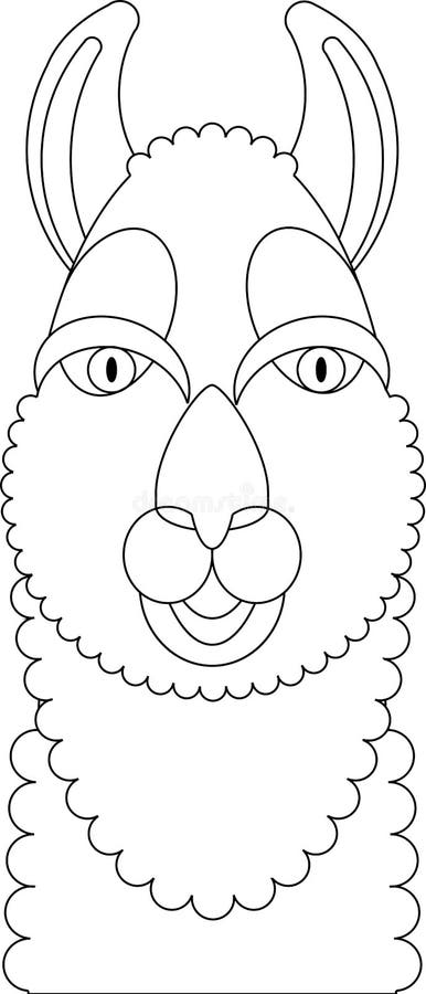 Llama coloring portrait made in geometric flat style head front stock vector