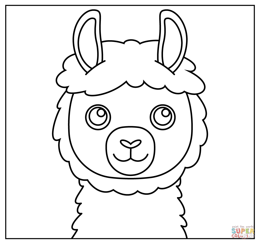 Cartoon llama selfie coloring page free printable coloring pages