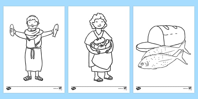 The loaves and fishes story louring sheets teacher made