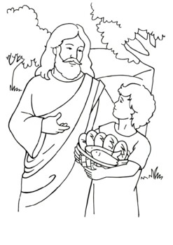 Loaves and fishes or jesus feeds