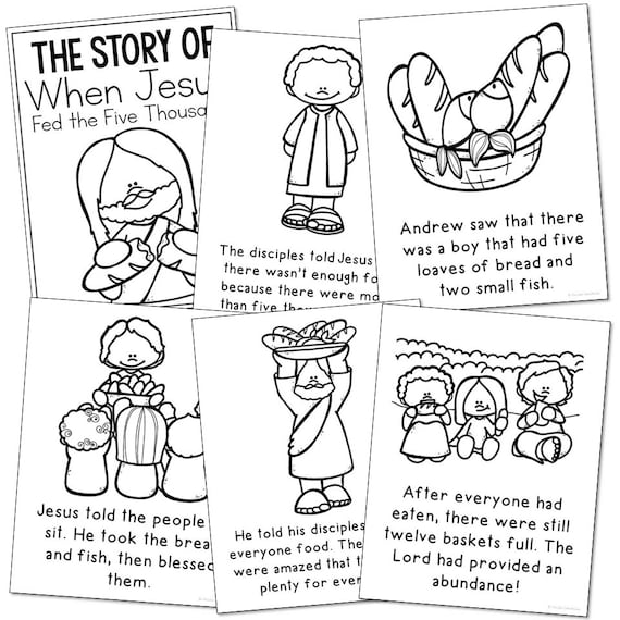 Jesus feeds the bible story activity posters homeschool printable bible study for kids sunday school church bulletin board