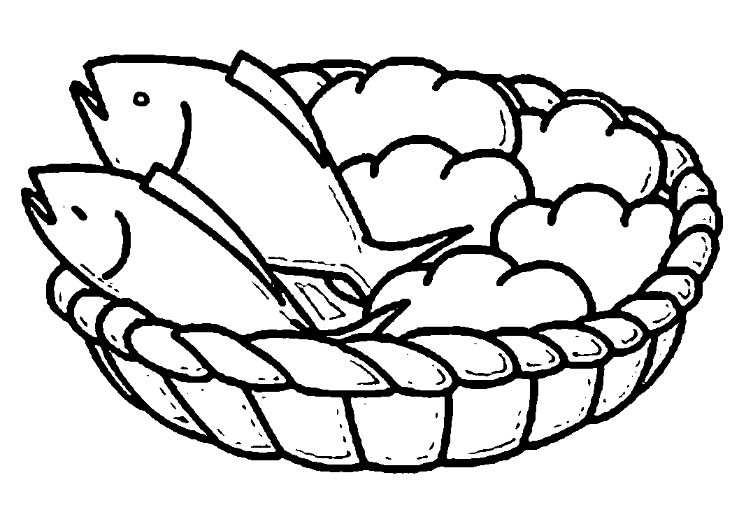 Coloring pictures of five loaves and two fishes