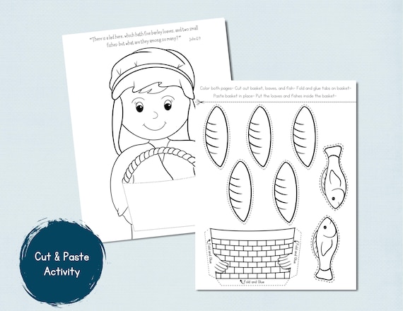 Jesus miracles activity loaves and fishes bible activity bible craft sunday school cut and paste christian printable activity