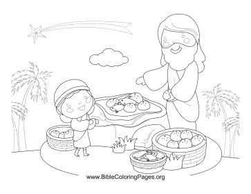 Fish and loaves coloring page