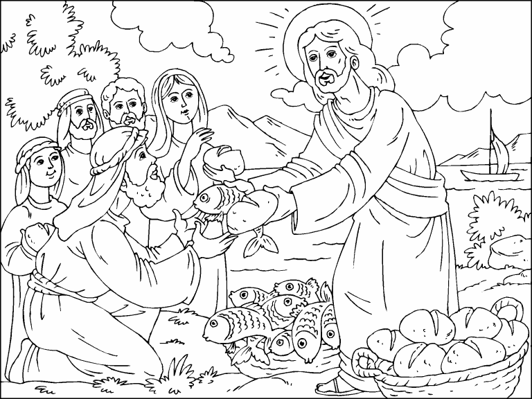 Free coloring page jan loaves and fishes