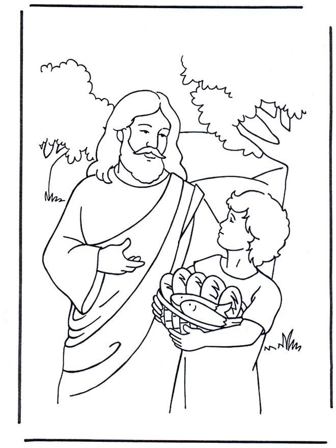 Experience the miracle of multiplication with loaves and fish coloring pages