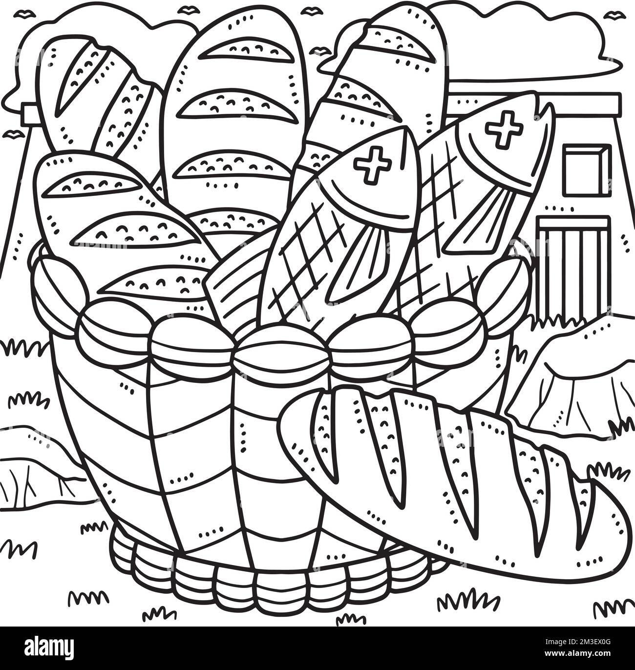 Fishes and loaves cut out stock images pictures