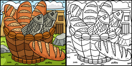 Loaves and fishes vector images