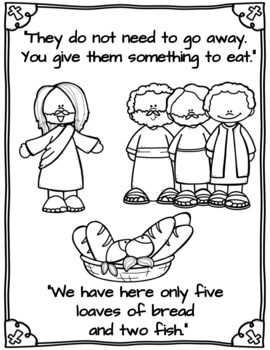 Jesus feeds the five thousand coloring book by ms a s place tpt