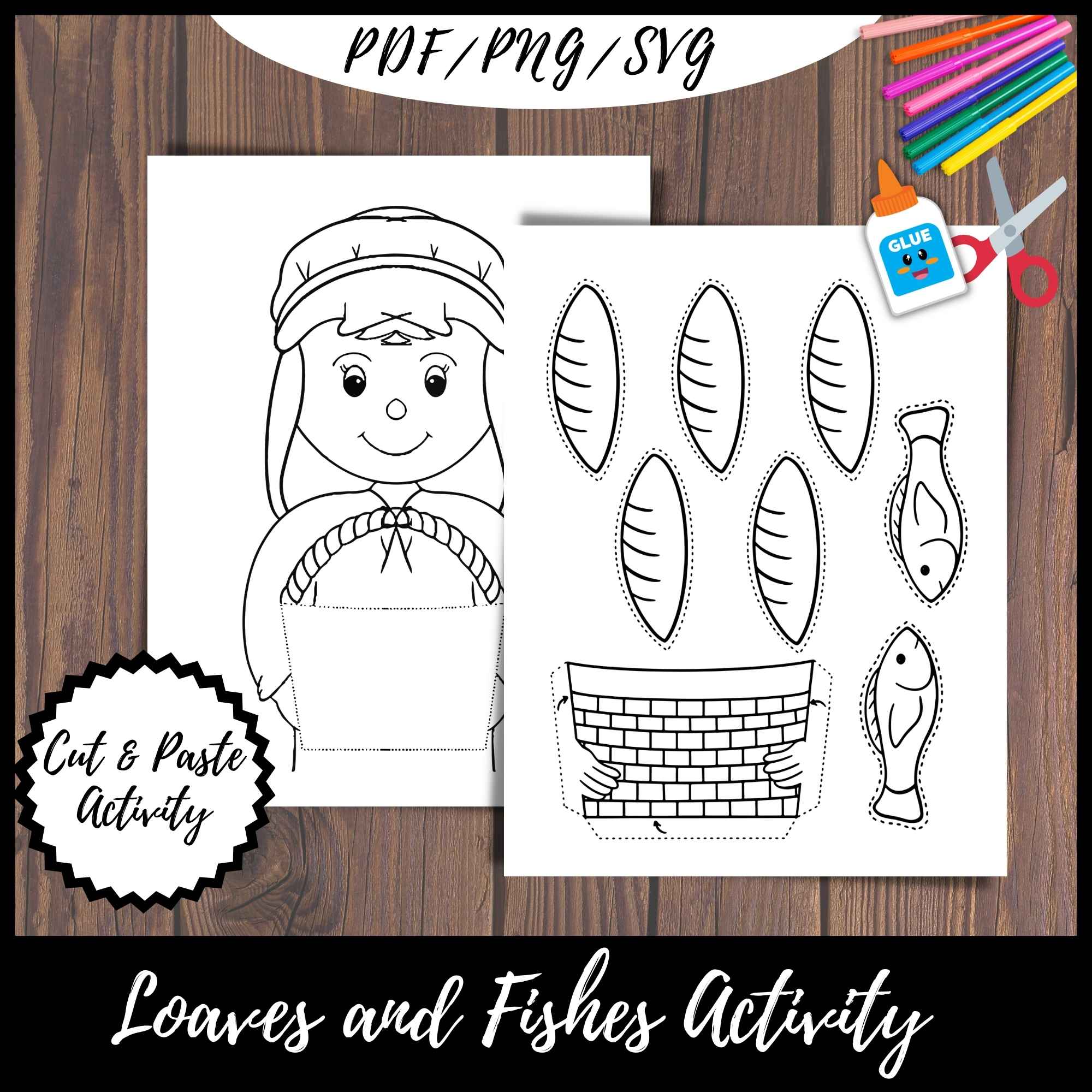 Loaves and fishes bible activity bible craft sunday school cut and paste christian printab made by teachers
