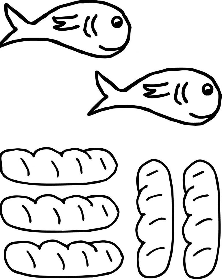 Cute loaves and fish coloring page