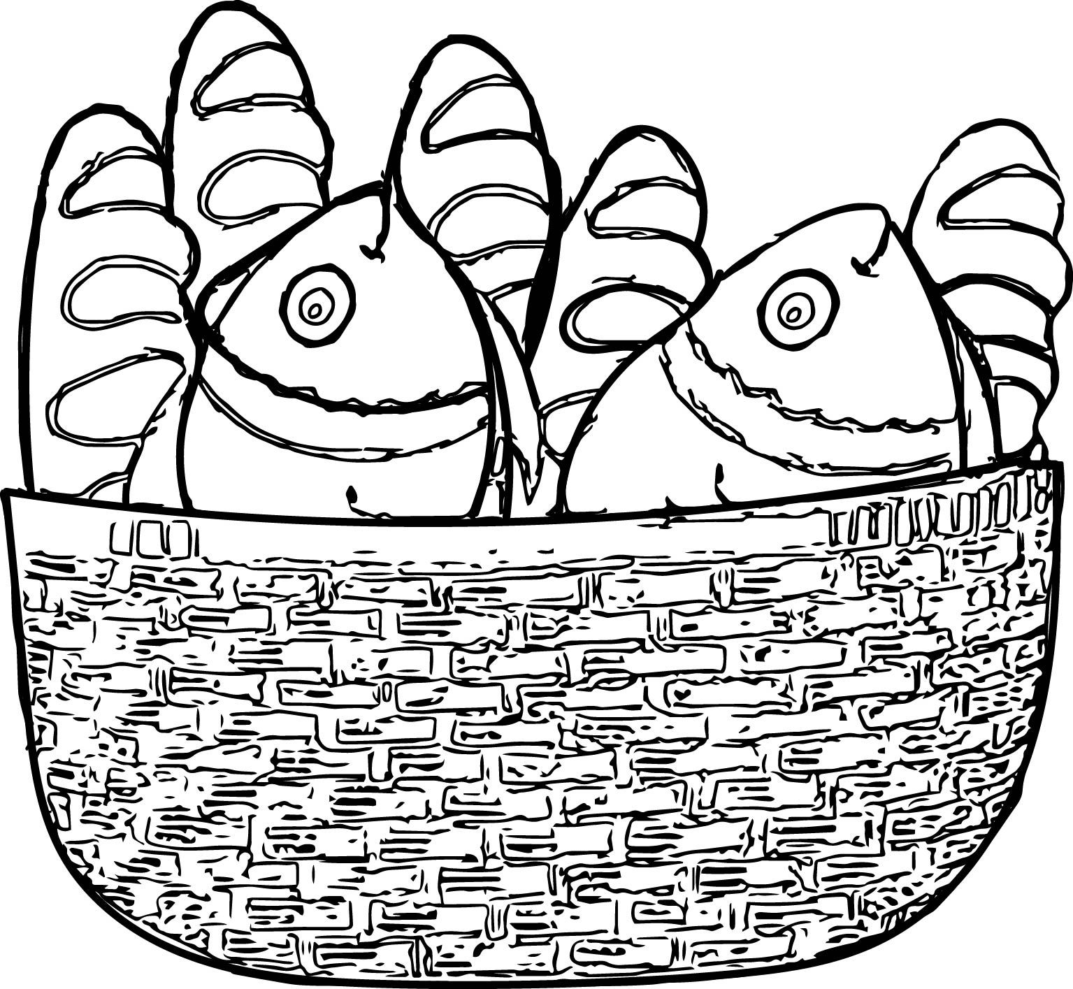 Cool loaves and fish basket coloring page bible crafts fish coloring page bible coloring pages