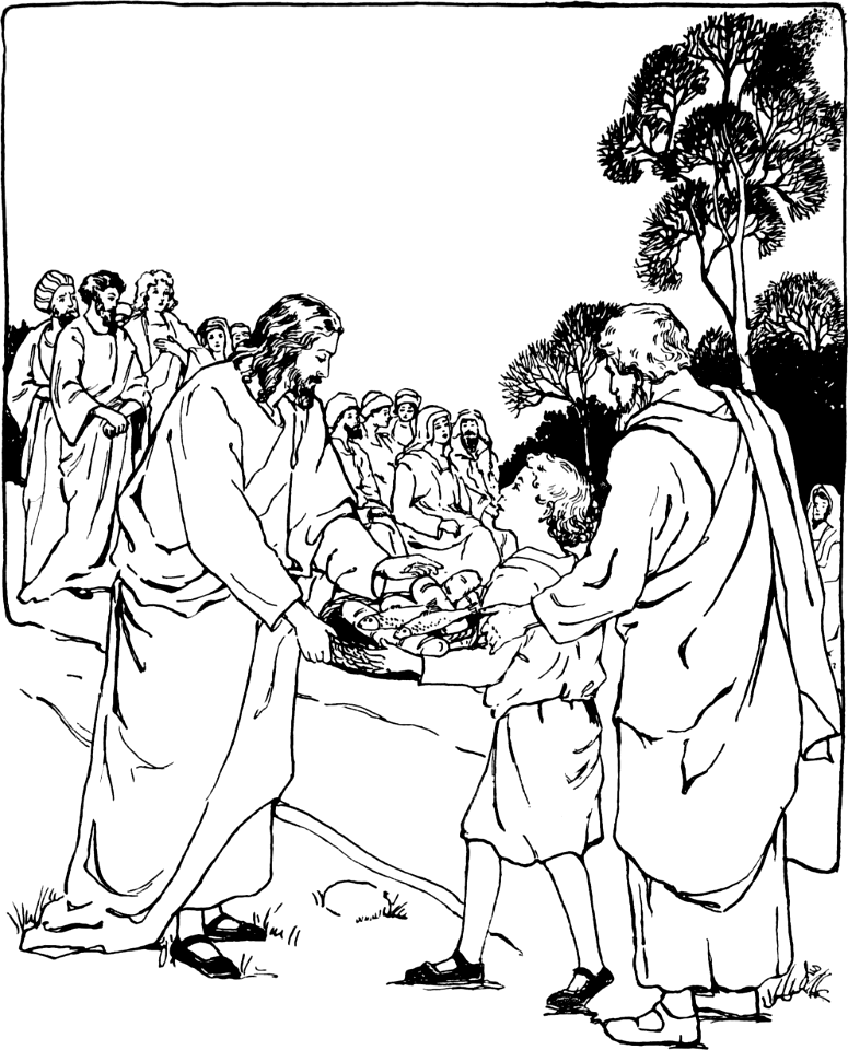 The boy with the loaves and fishes feeding five thousand