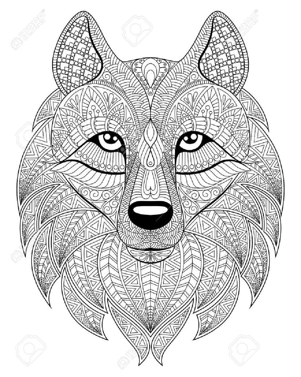 Wolf head pattern coloring pages mandala coloring pages animal coloring pages