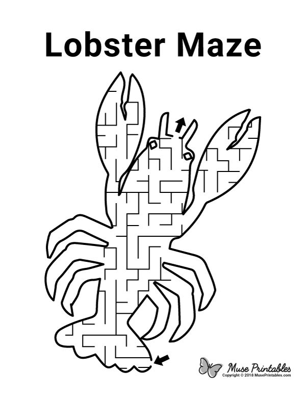 Free printable lobster maze download it at httpsmuseprintablesdownloadmazelobster mazes for kids mazes for kids printable maze