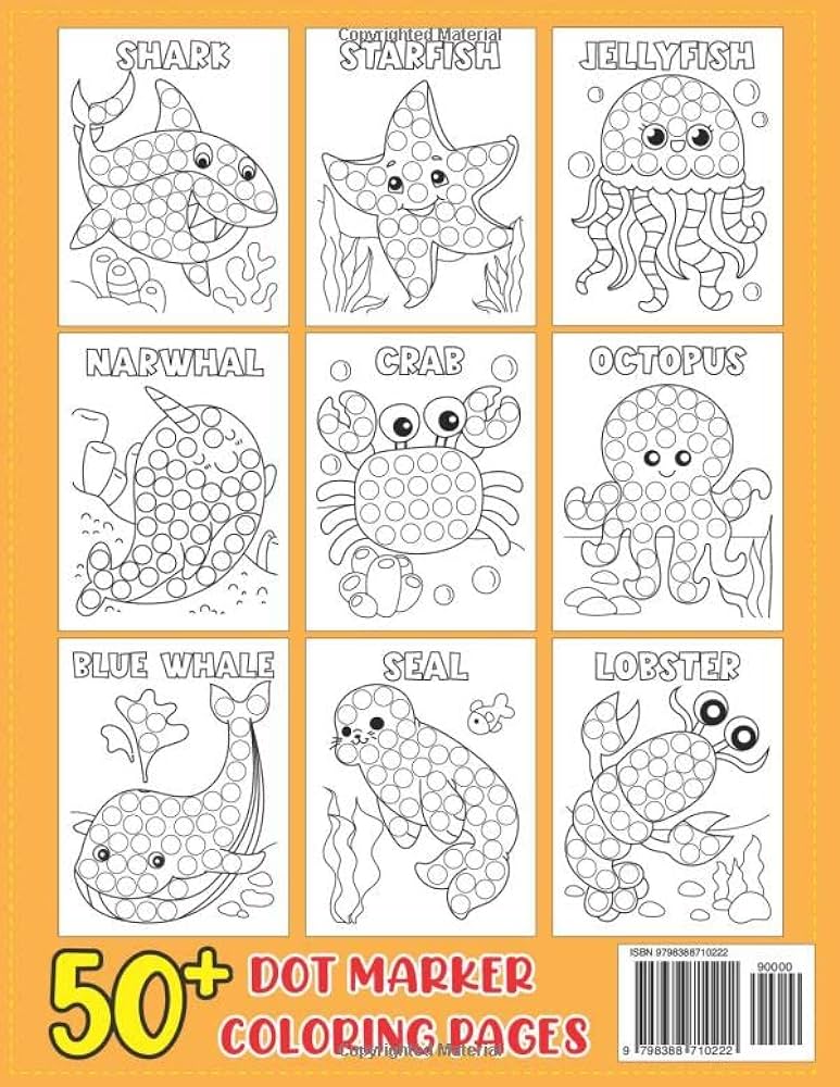 Dot markers activity book sea life dot coloring book for toddlers and kids ages easy guided big dots preschool kindergarten activities ocean animals coloring book toddler coloring book painting books vivian