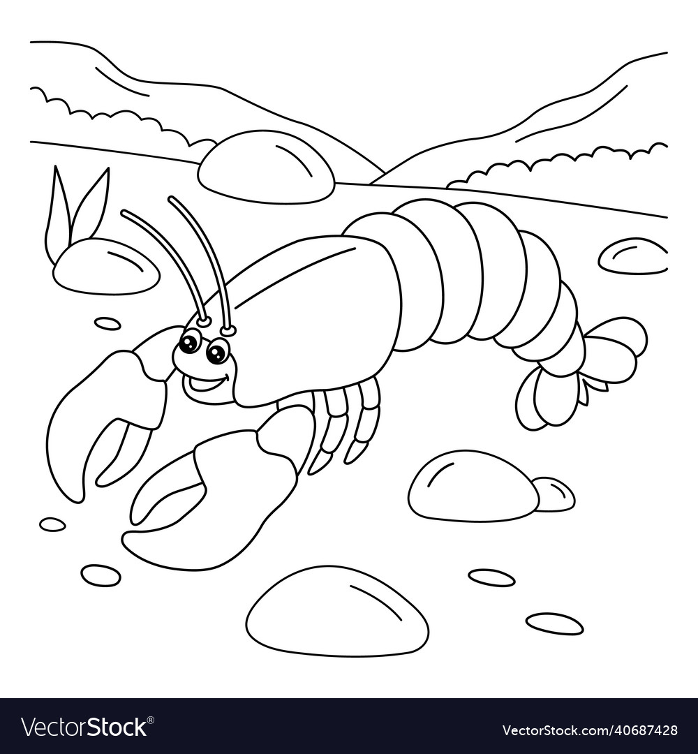Lobster coloring page for kids royalty free vector image