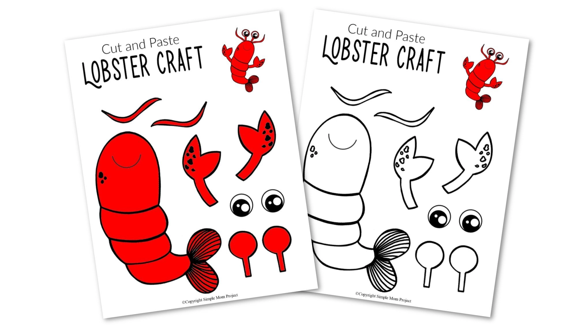 Easy lobster craft for kids with free lobster template â simple mom project