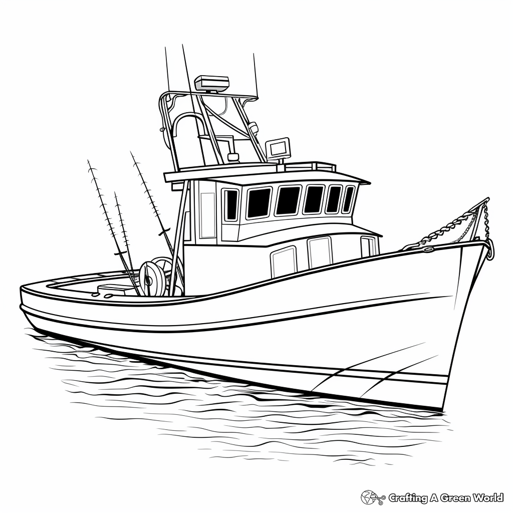 Fishing boat coloring pages