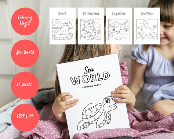 Coloring pages sea world pdf a printable instant download colouring sheets childrens craft kids art instant download