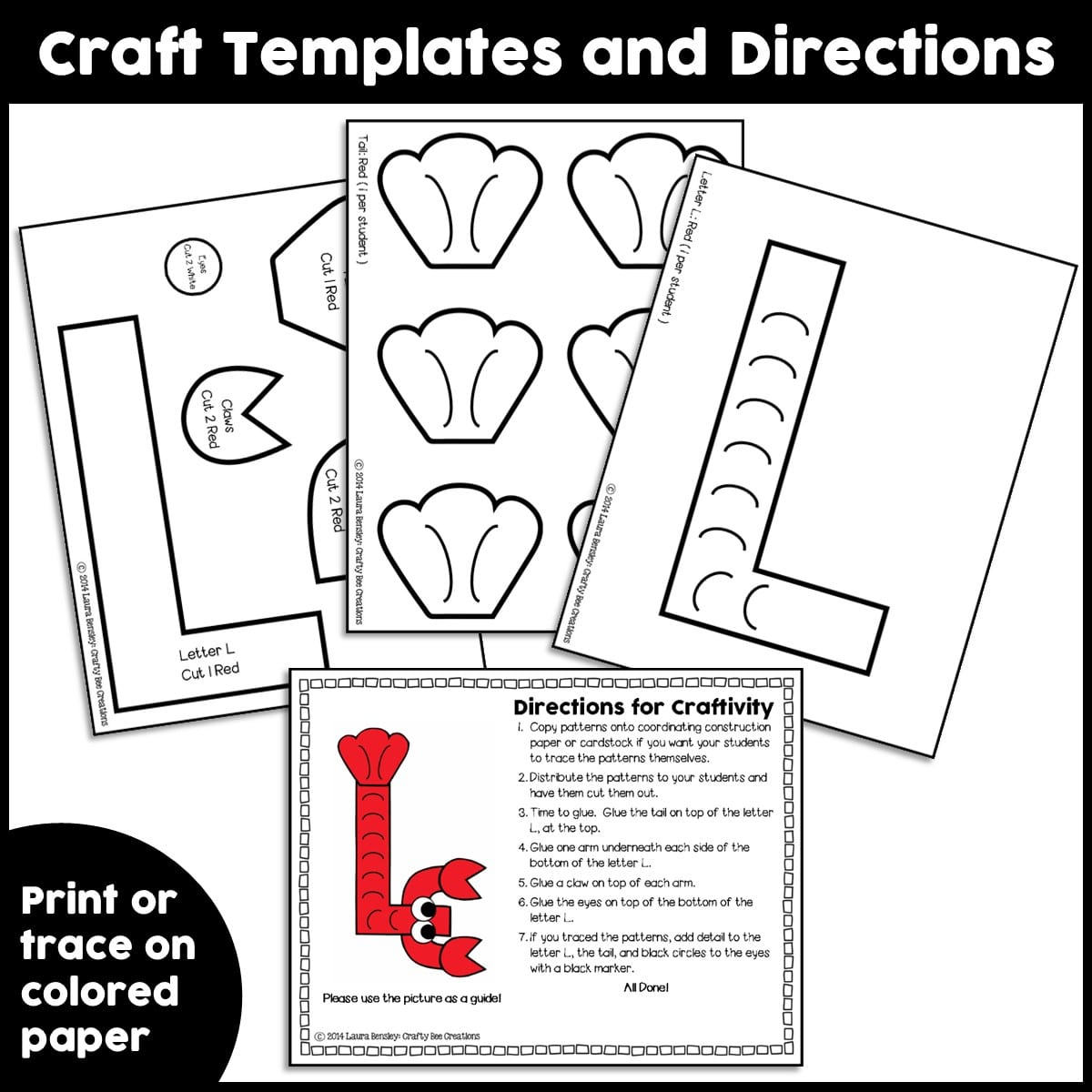 Uppercase letter l is for lobster craft activity