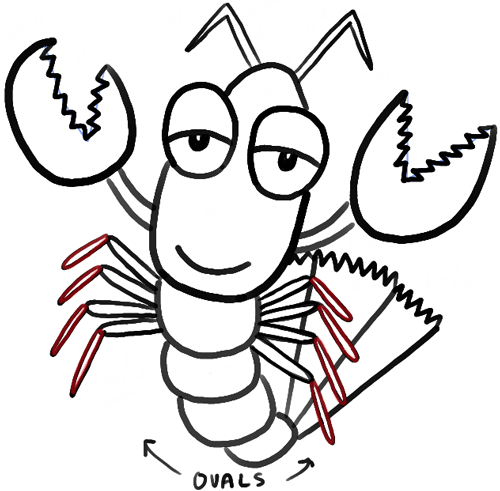 How to draw cartoon lobsters with easy step by step drawing tutorial for kids