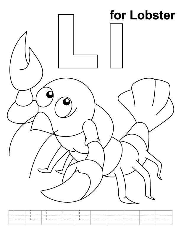L for lobster colorg page with handwritg practice download free l for lobster colorg page â colorg pages animal colorg pages alphabet colorg pages