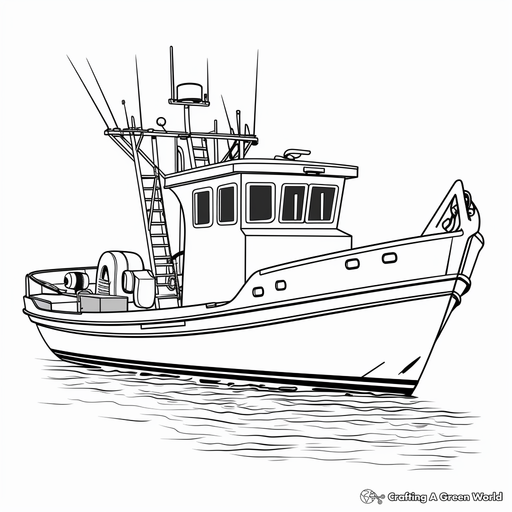 Fishing boat coloring pages
