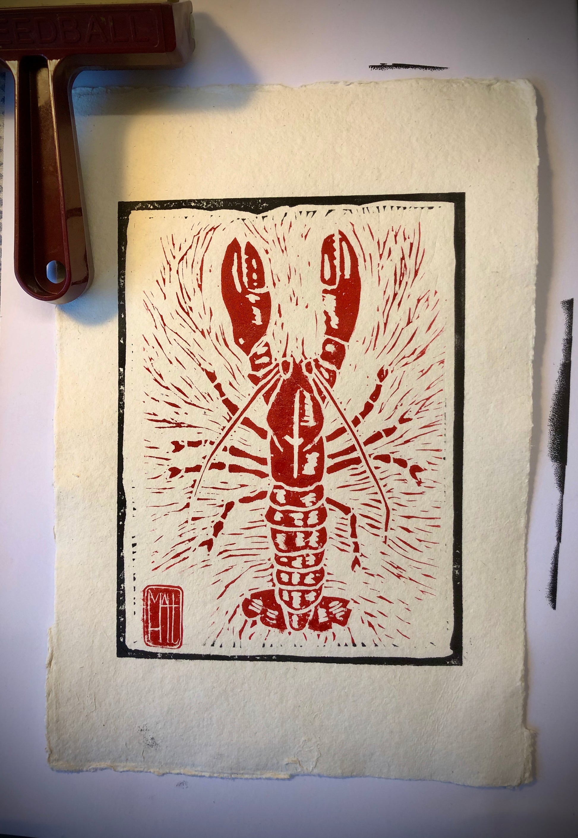 Lobster linocut print â hupa linocuts