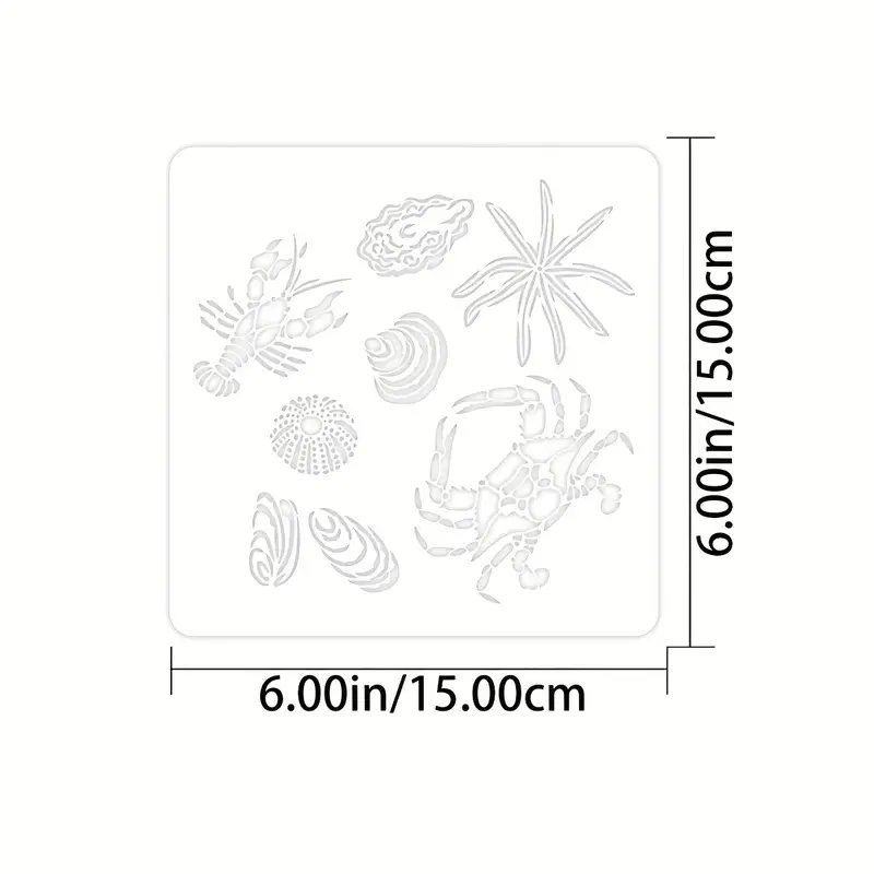Crab and lobster pattern background diy layered stencil wall painting scrapbook coloring embossed album decoration template