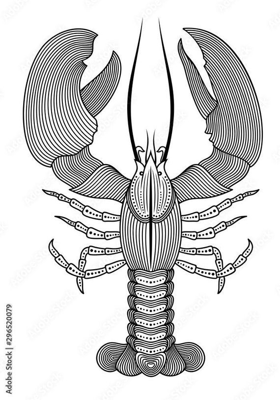 Lobster svg zodiac animal stencil cut file outline stylized crustacean clip art decal decorative cancer for laser cut instant download