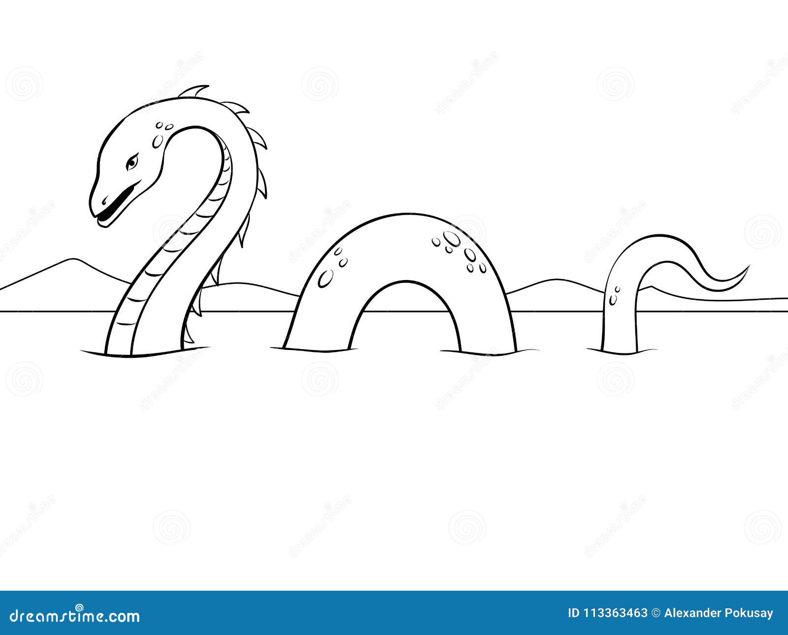 Nessie monster coloring vector illustration stock vector