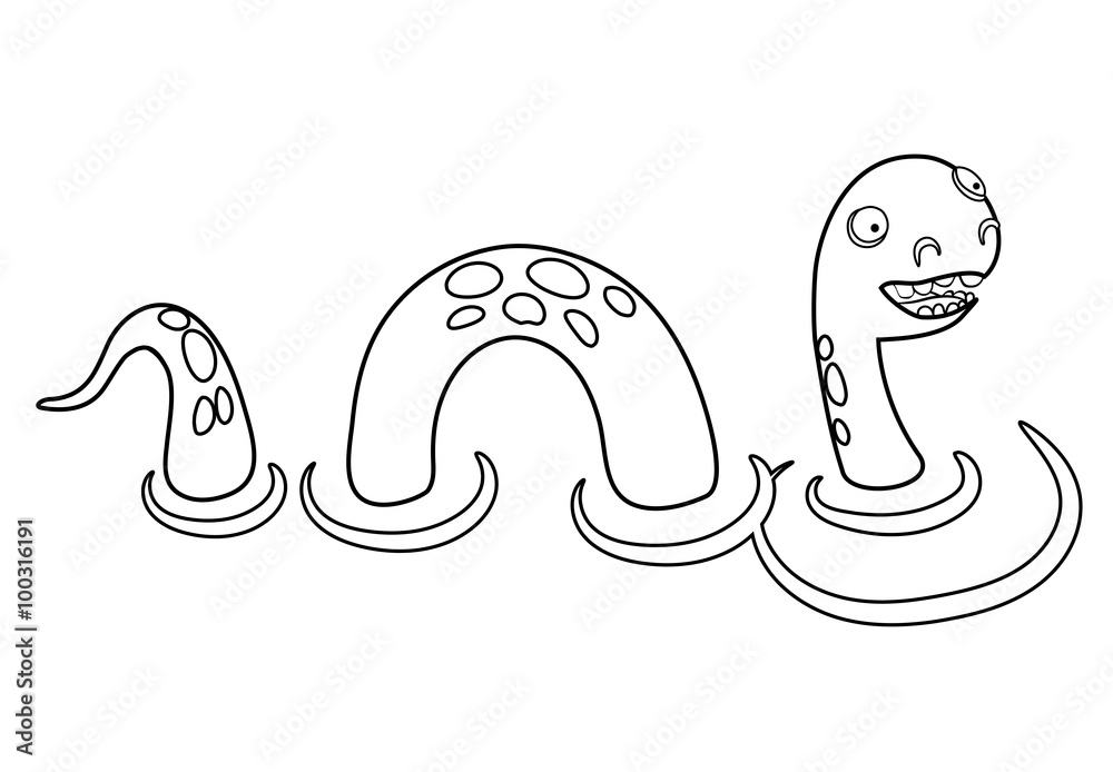 Coloring book loch ness monster vector