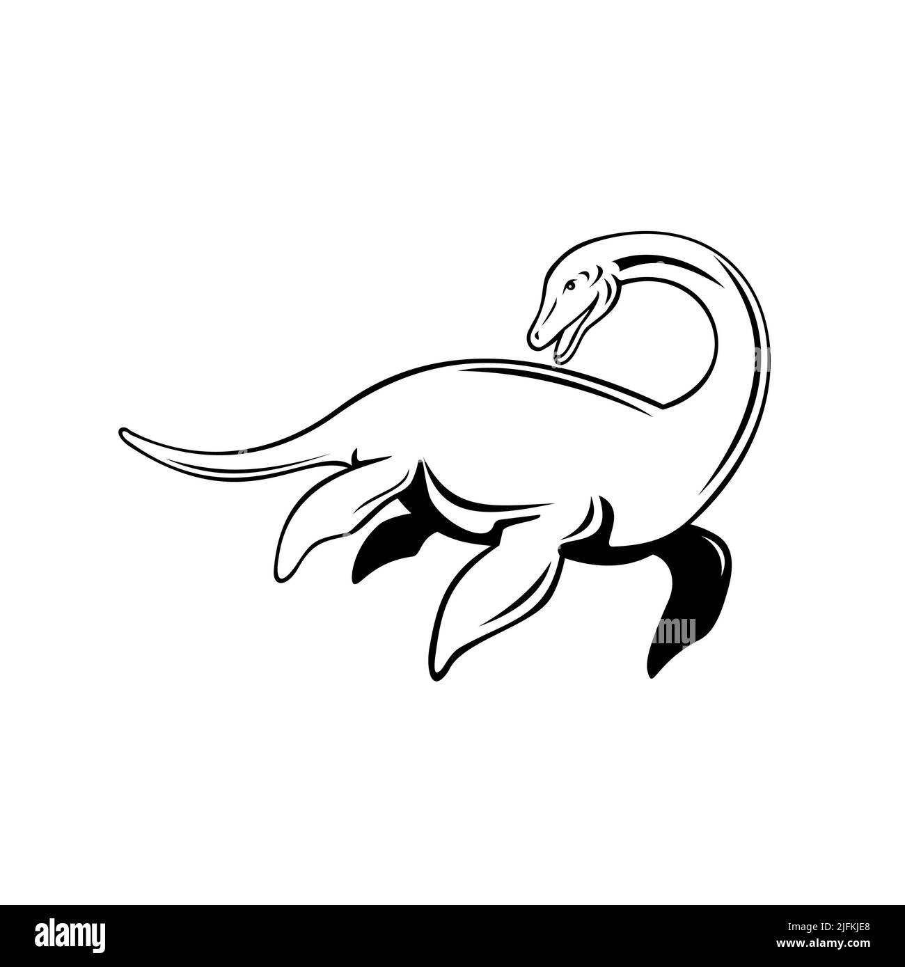 Loch ness monster illustration black and white stock photos images