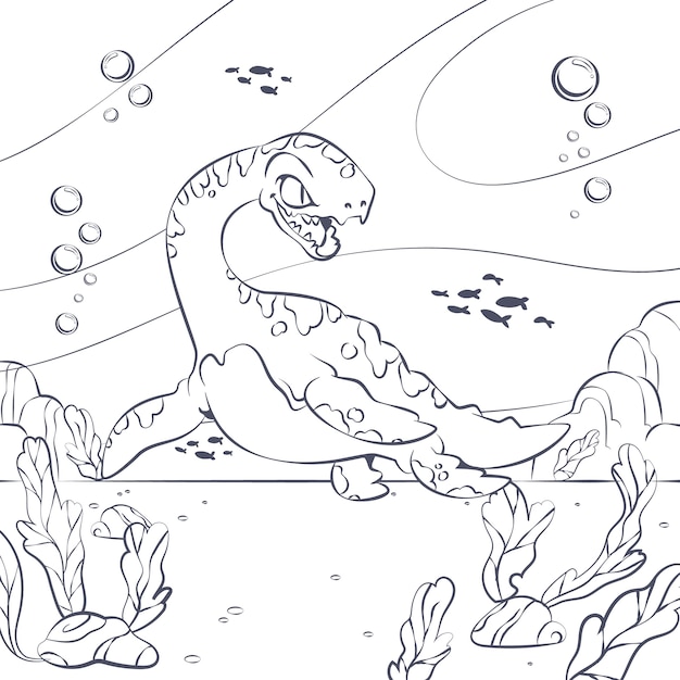 Free vector hand drawn dinosaur coloring book illustration