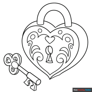 Heart locket coloring page easy drawing guides