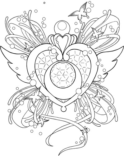 Crystal heart colouring page