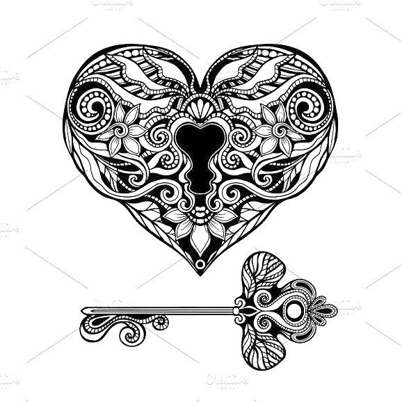 List background images easy heart lock and key drawings sharp