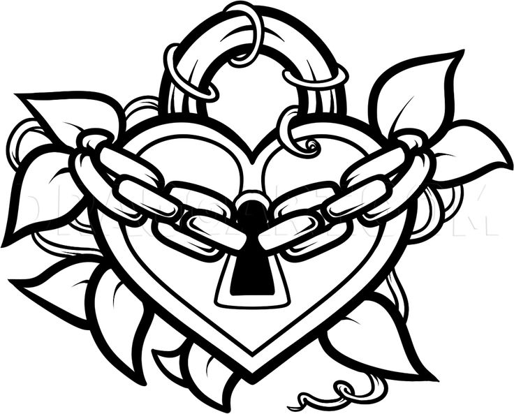 How to draw a heart lock heart lock tattoo step by step drawing guide by dawn heart coloring pages cool heart drawings heart drawing