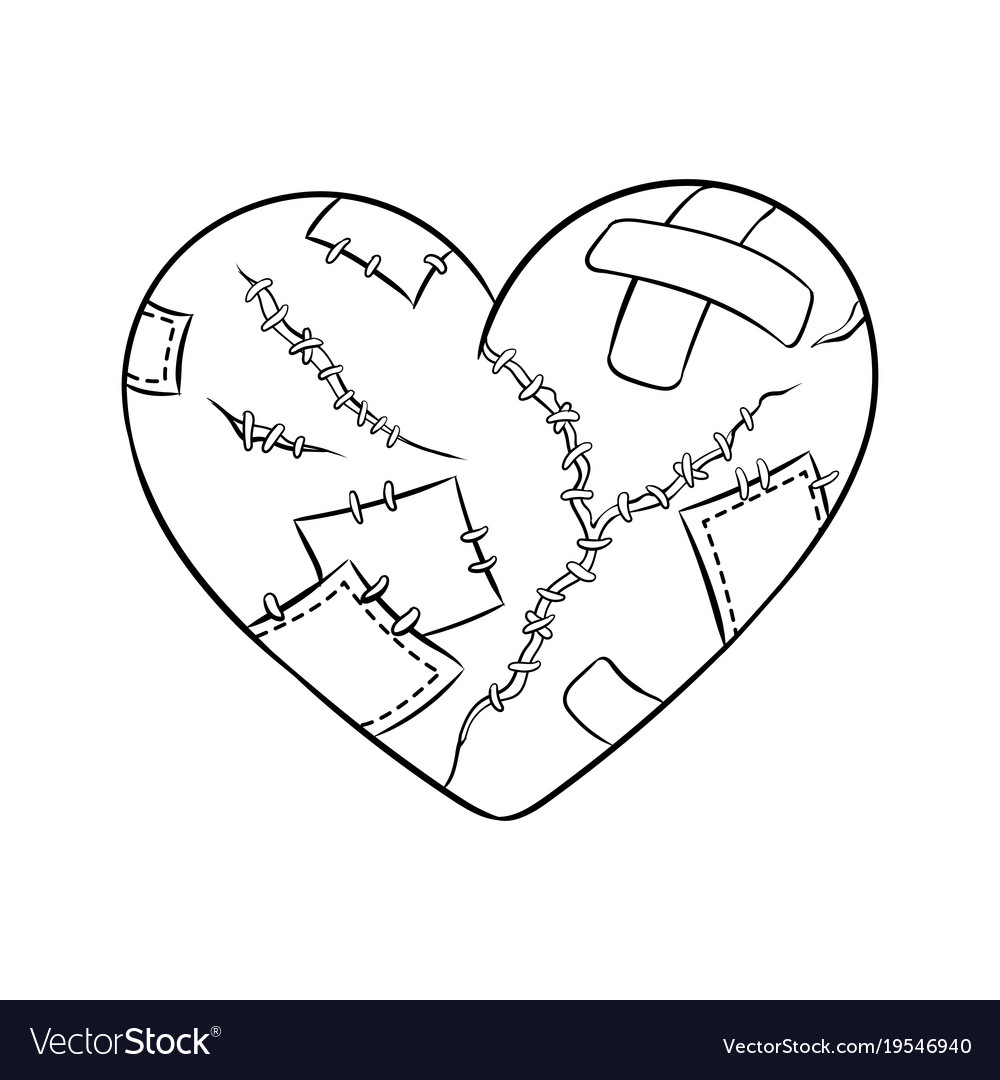 Broken heart metaphor coloring book royalty free vector