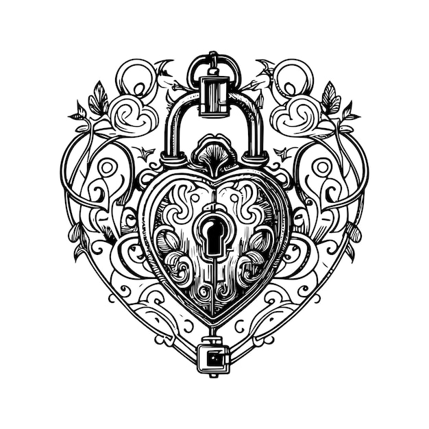 Premium vector locked heart exploring the emotions of love and vulnerability