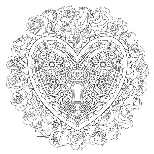 Beautiful heart for coloring book stock illustration