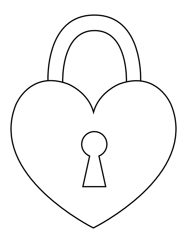 Printable heart lock coloring page