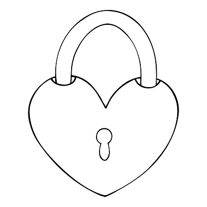 Castle in the shape of a heart coloring book for children stock illustration