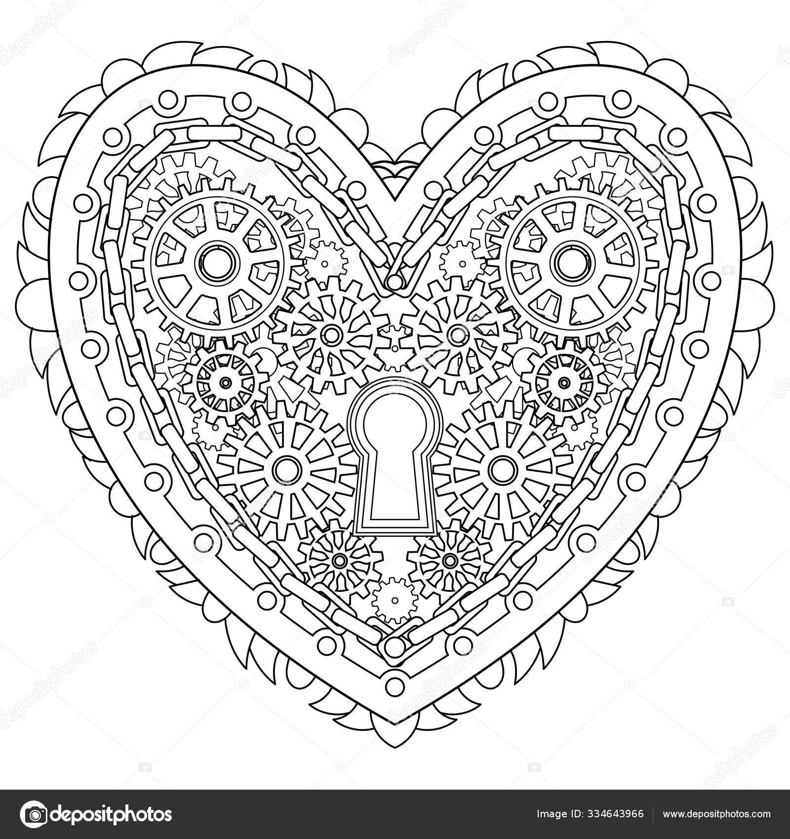 Beautiful heart for coloring book stock vector by lezhepyoka